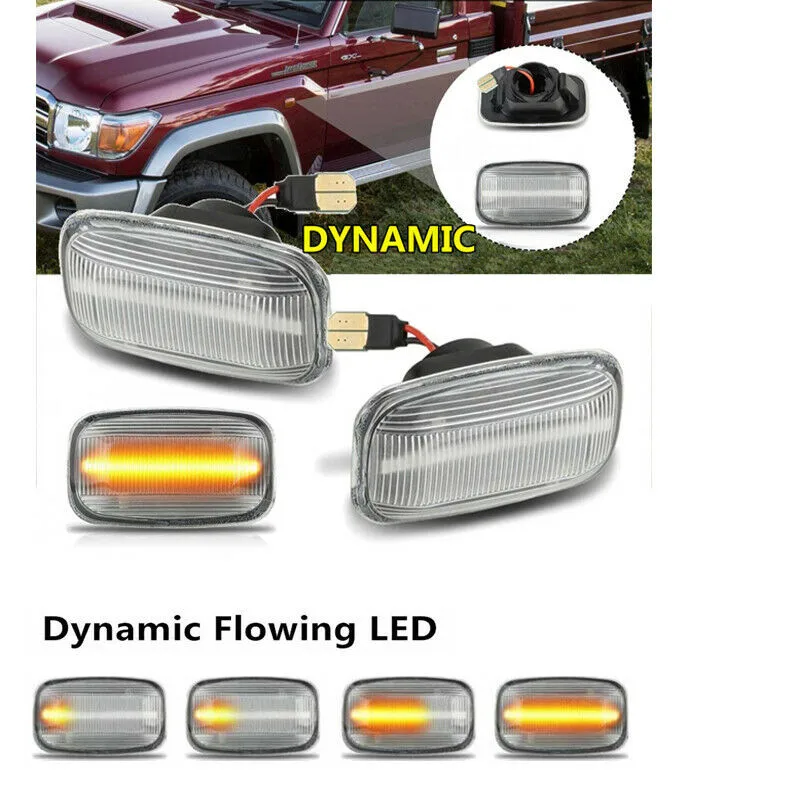 

2Pcs Car LED Side Repeater Indicator Light For Toyota Land Cruiser 70 80 100 Series Auto Wheel Eyebrow Fender Signal Light