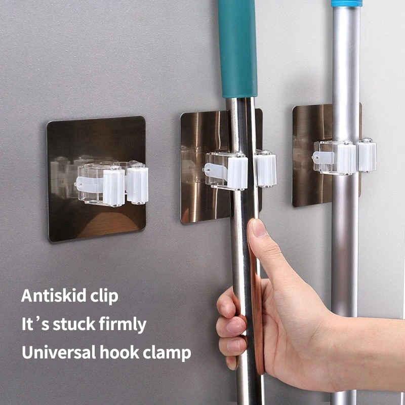 

Adhesive Multi-Purpose Hooks Wall Mounted Mop Organizer Holder RackBrush Broom Hanger Hook Kitchen bathroom Strong Hooks 1pcs