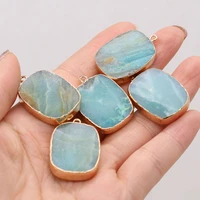 natural stone square pendant charms natural blue amazonites necklace pendant for diy jewelry necklace bracelets making 20x30mm