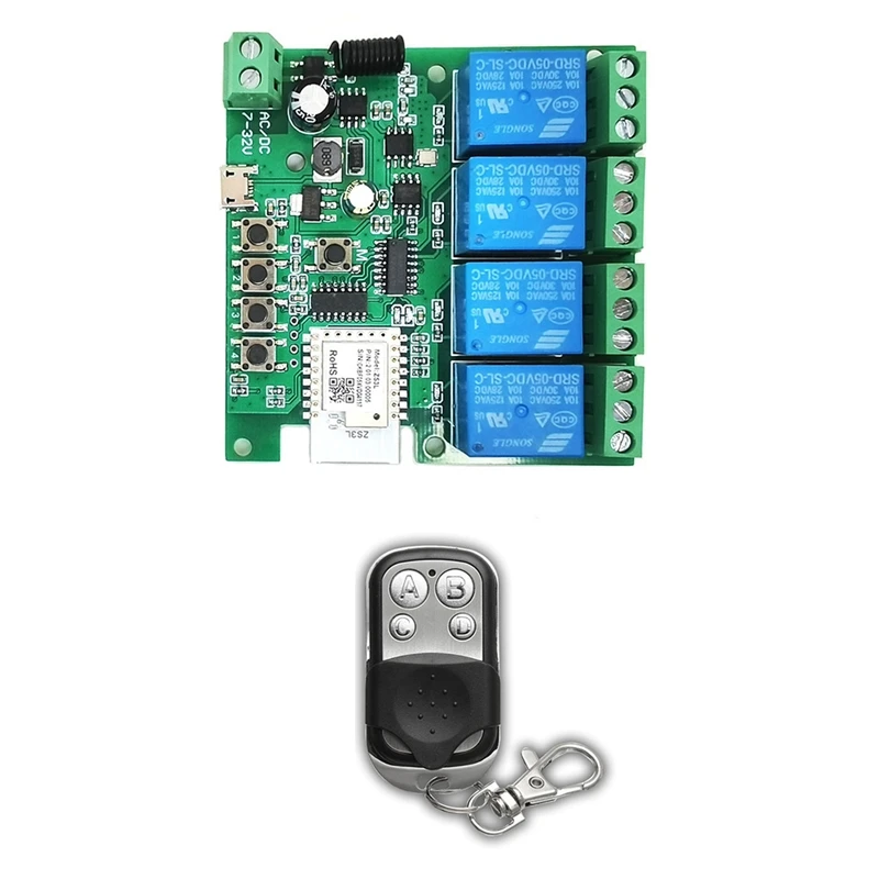 

4CH Zigbee Smart Light Switch Module DC 5-32V RF433 Receiver 10A Relays Work with Alexa Assistant,Tuya Smart Life