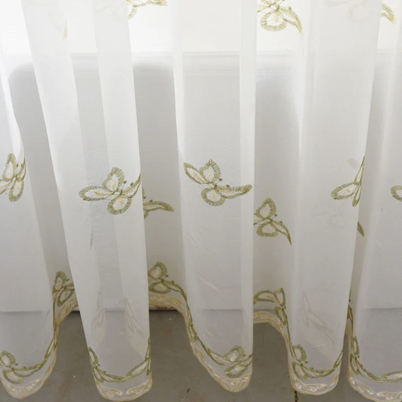 Занавеска с бабочками для гостиной занавеска вышивкой кружевная прозрачная