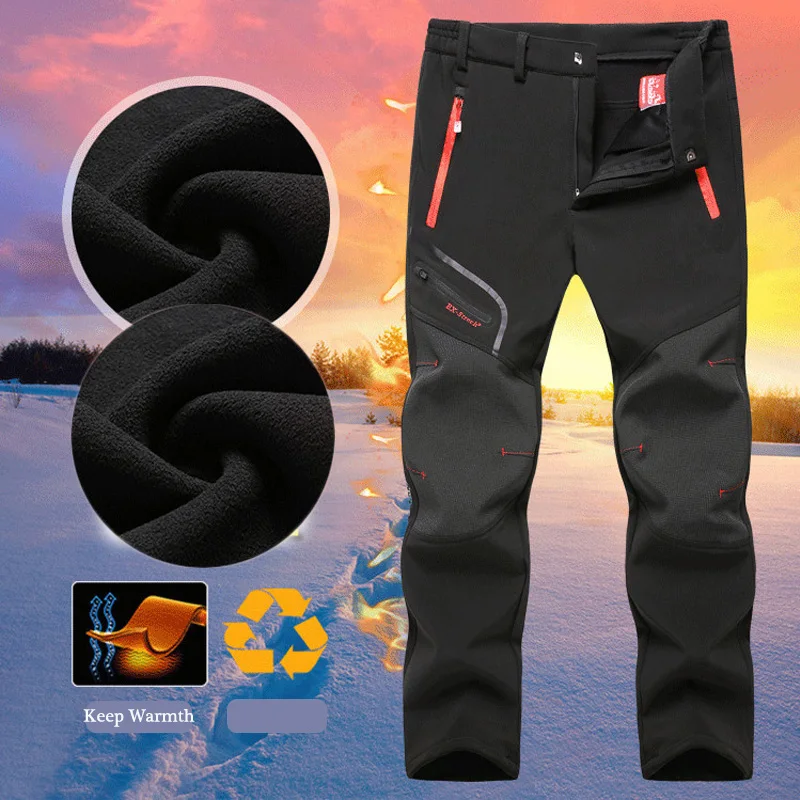 

ZOGAA Mens Winter Outdoor Trousers Thicken Waterproof weatpants Warm Windproof Pants Joggers for Hiking Climbing Plus Size L-6XL