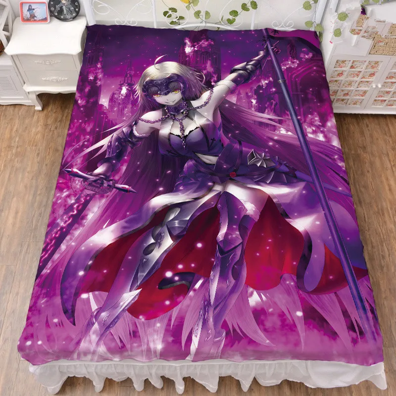 November update Anime Fate/Grand Order FGO Jeanne dɺrc Scathach Milk Fiber Bed Sheet & Flannel Blanket Summer Quilt 150x200cm | Дом и