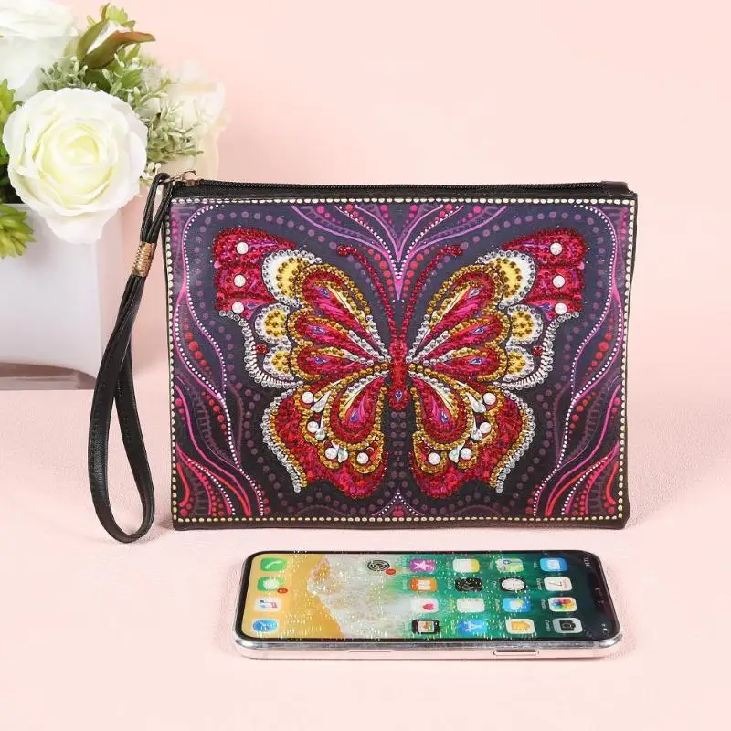 DIY бабочка Специальная форма Бриллиантовая краска браслет кошелек женский клатч Органайзер сумка для хранения вышивка стежка Рождественский подарок