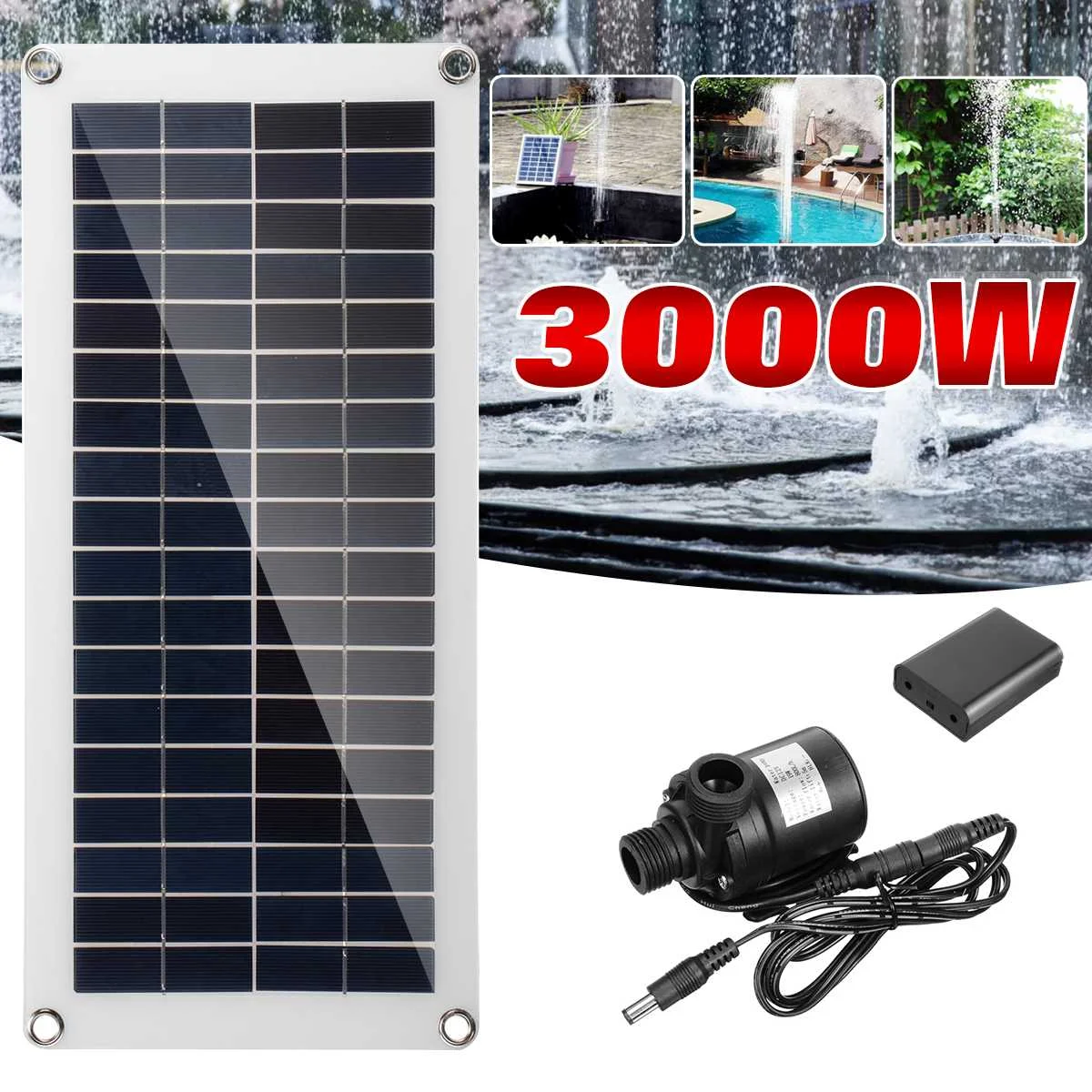 

3000W 800L/H Brushless Solar Power Water Pump Fish Water Pool Pond Pump Garden Decoration Solar Powered Fountain Water Pump