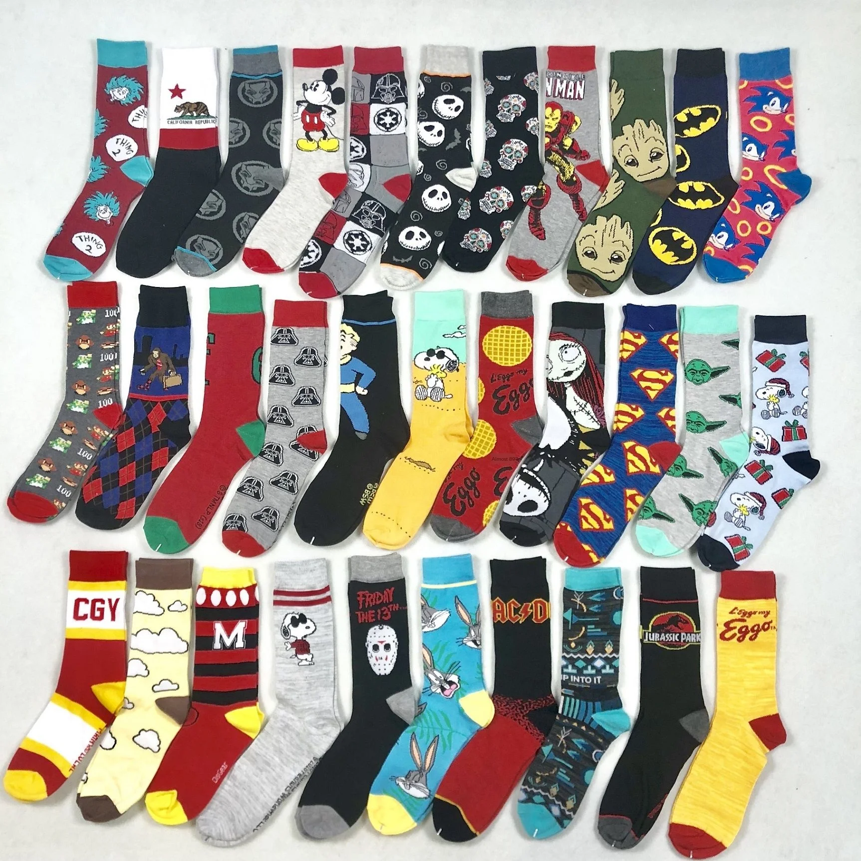 10 Pair 35-46 Cute Anime Socks Men Women Hip Hop Cartoon Socks Cotton Marvel Popular Brand Long Socks Happy Funny Socks Novelty