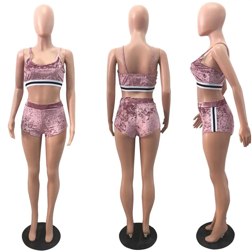 Adogirl Повседневный полосатый бархатный комплект из двух предметов сексуальный