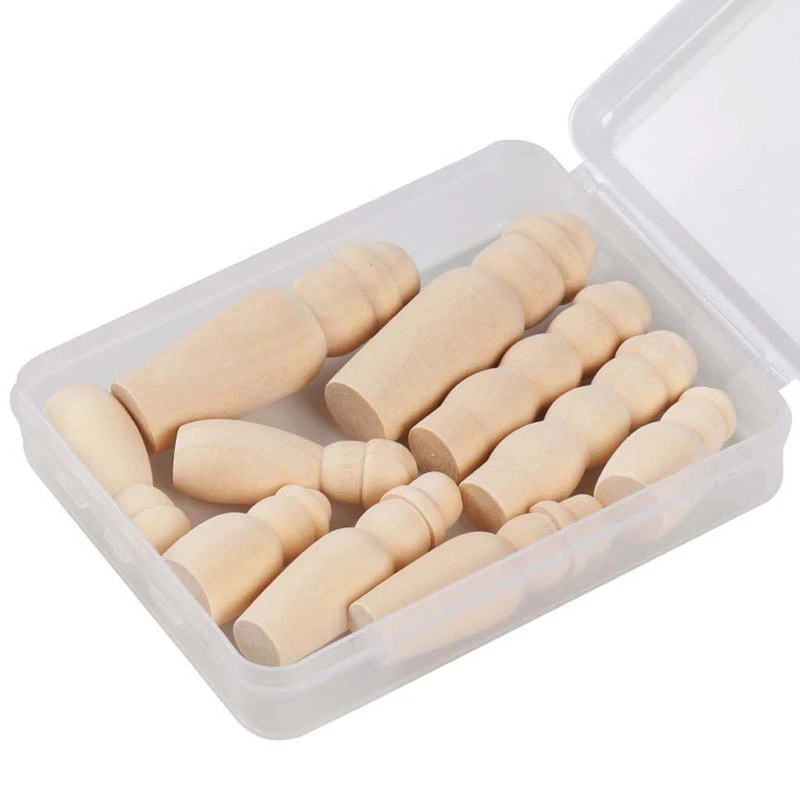 

10pcs/set Schima Superba Burlywood Wooden Dolls Children DIY Painted Carved Toy