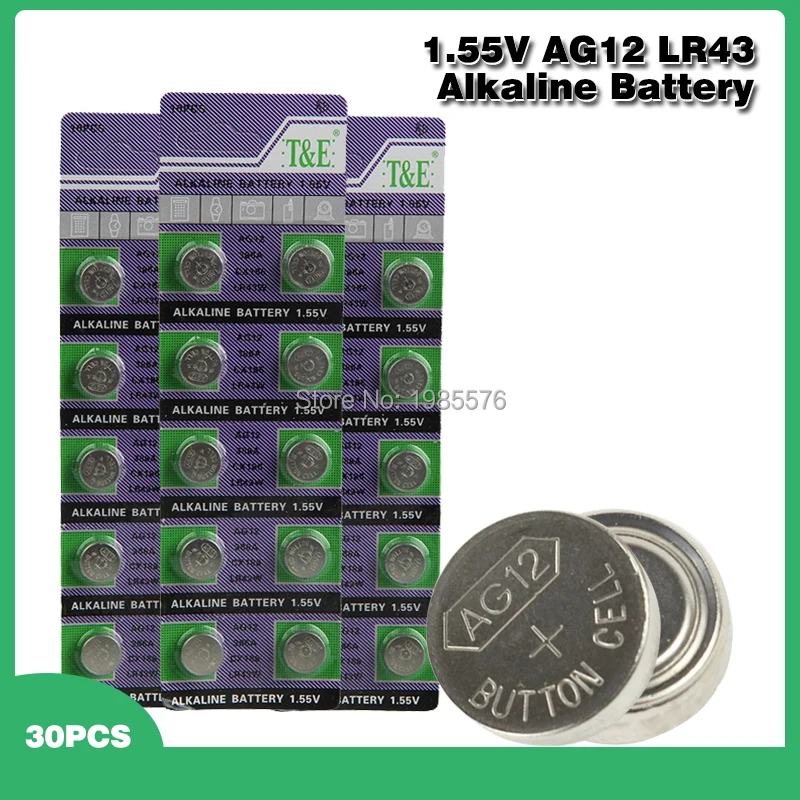 30 шт 1 55 v Ag12 щелочной Батарея SR43W R43 SR1142 SB-B8 V386 D386 260 S1142E GP386 SG12 LR43 386A LR1144 кнопка