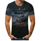 Мужская футболка с принтом World of Tanks, забавная летняя футболка с коротким рукавом и круглым вырезом, 2021