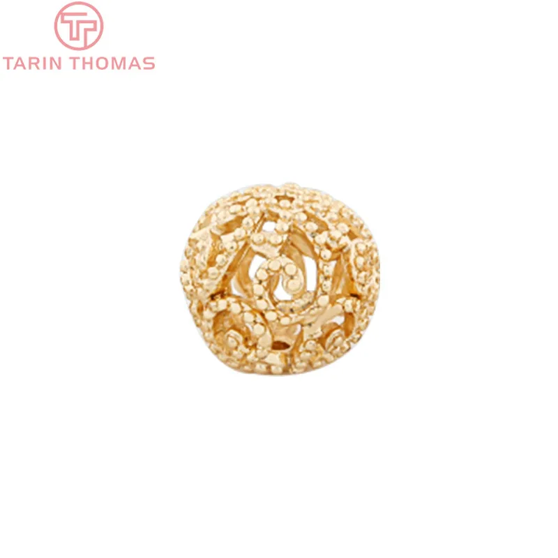 Круглые бусины для браслета с покрытием из латуни 10 мм 24 К 6 шт. | Украшения и