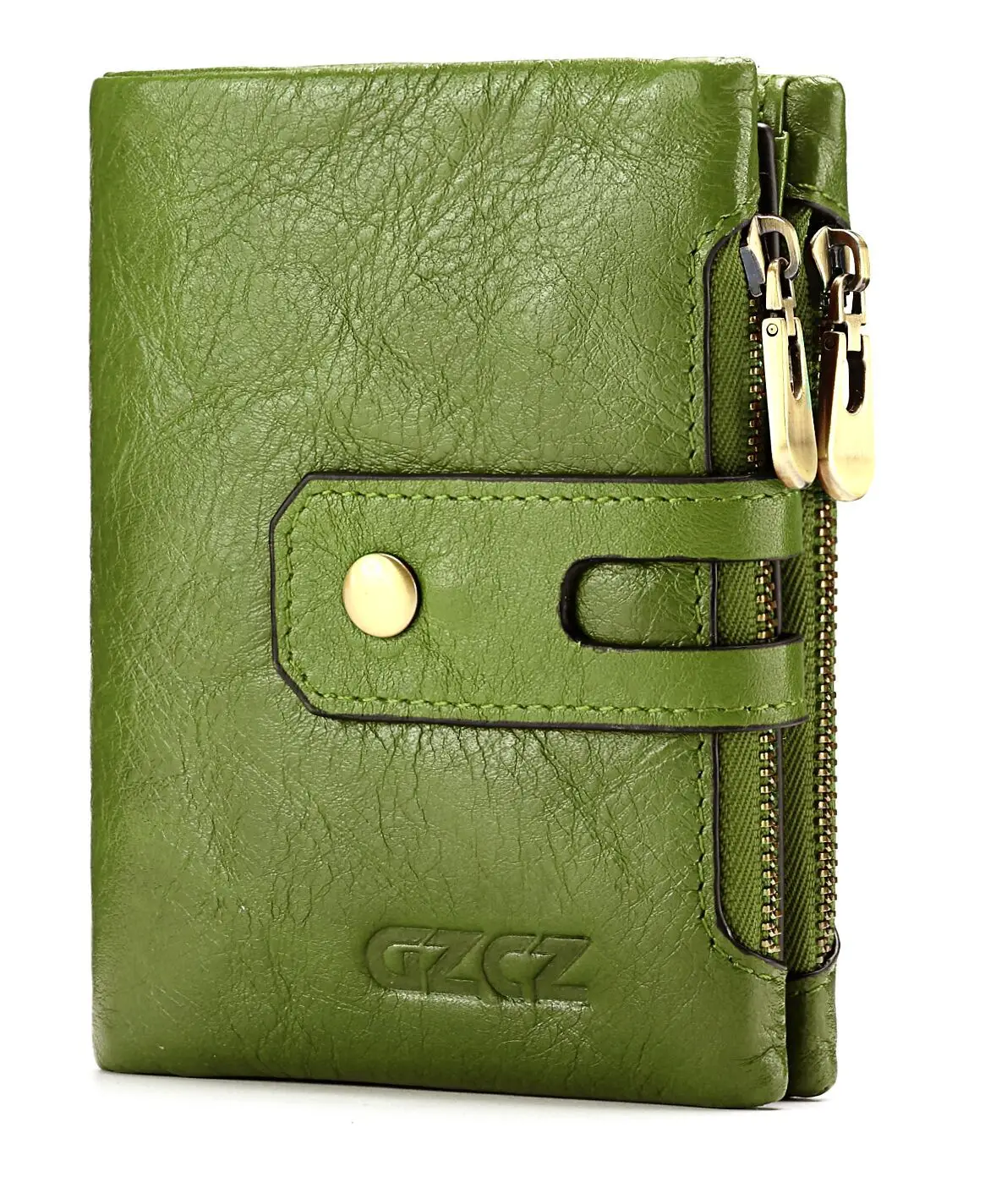 0040-green Genuine Leather Women Wallet GZCZ Casual Men Wallet Women Long Wallet In Women`s Wallet and Purses Retro Rfid Women Short Wallet - Цвет: 0040-green