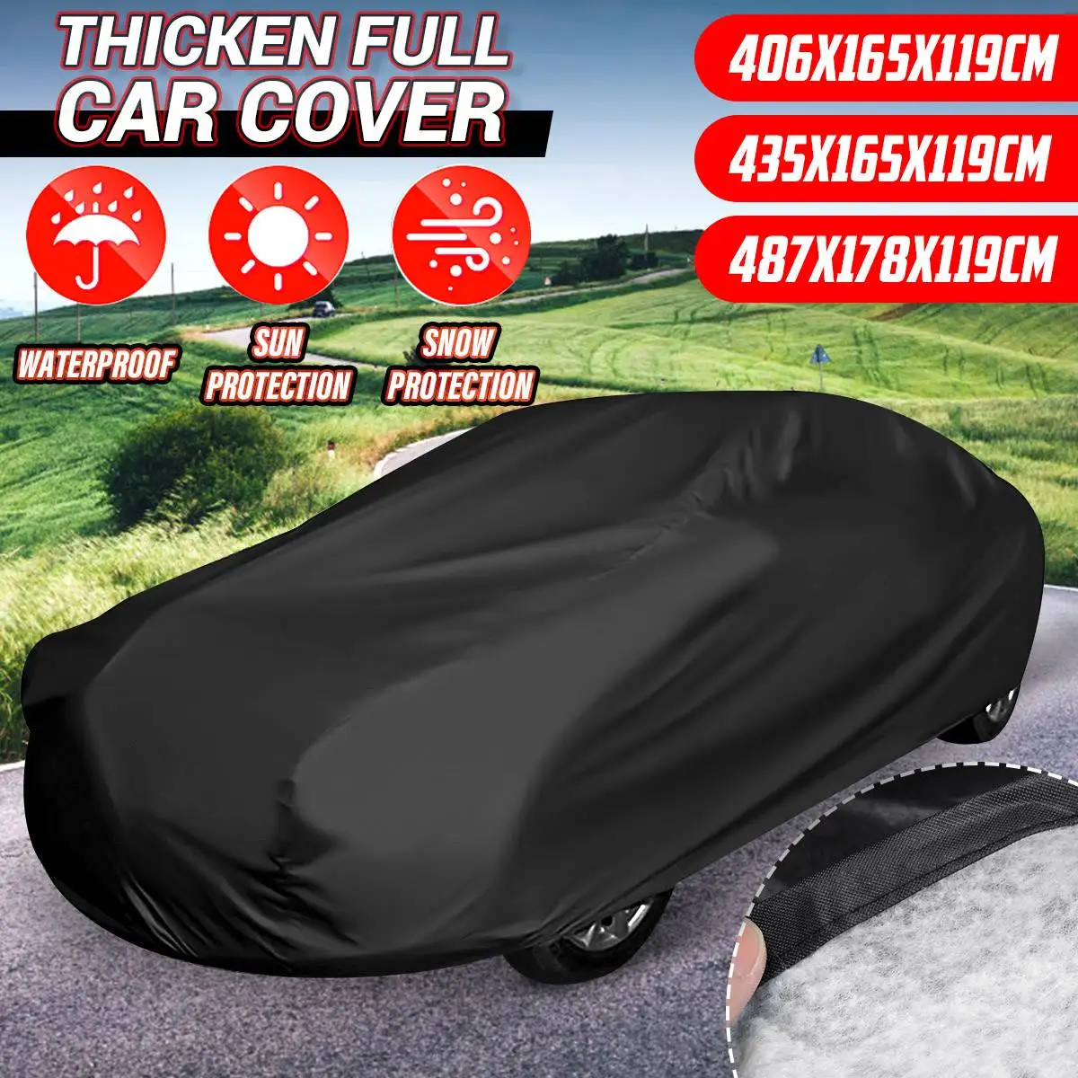 

Universal Thickened Full Car Cover 2 Layer Cotton Lined Waterproof Anti UV Auto Protector Case Dustproof Cover For Toyota/BMW/VW