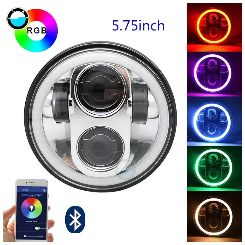 NO2 40W RGB chrome 5,75 дюймов светодиодный проектор фары с белыми DRL огнями для Honda Shadow Aero Phantom VLX 600 750 VT 1100 - Цвет: NO2 40W RGB chrome