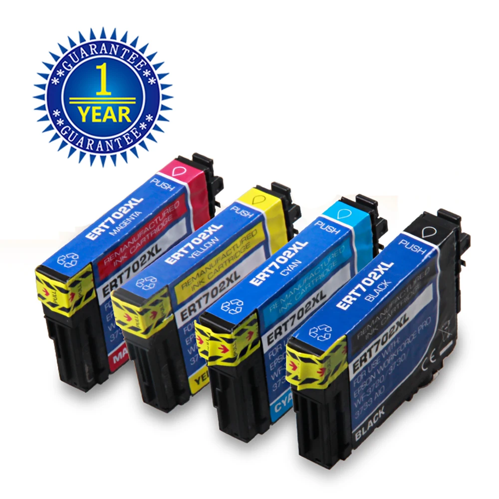 

4pk 702XL T702XL Ink Cartridge for Epson 702 Workforce WF-3720 WF-3733 WF-3730