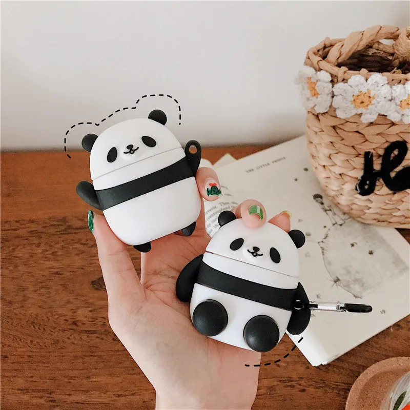 Для AirPod 2 Чехол 3D панда Мягкий силиконовый чехол с рисунком из мультфильма