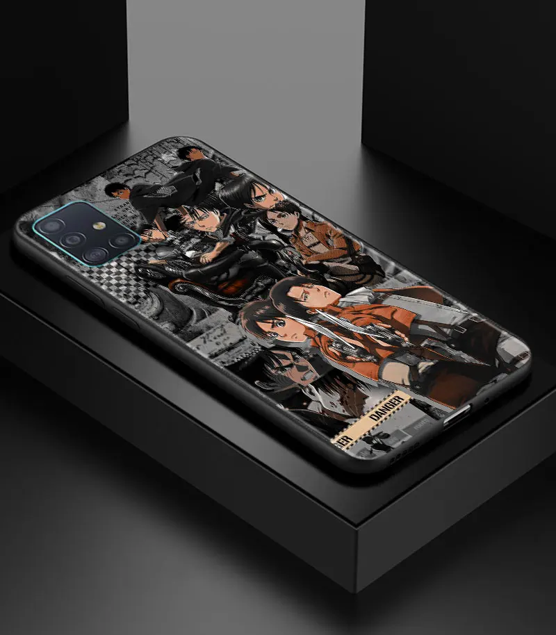 

Phone Case For Samsung Galaxy A51 A71 A50 A21s A02s A12 A20 A10 A30 A40 A41 A31 A11 Black Shell Cover Japanese attack on Titan