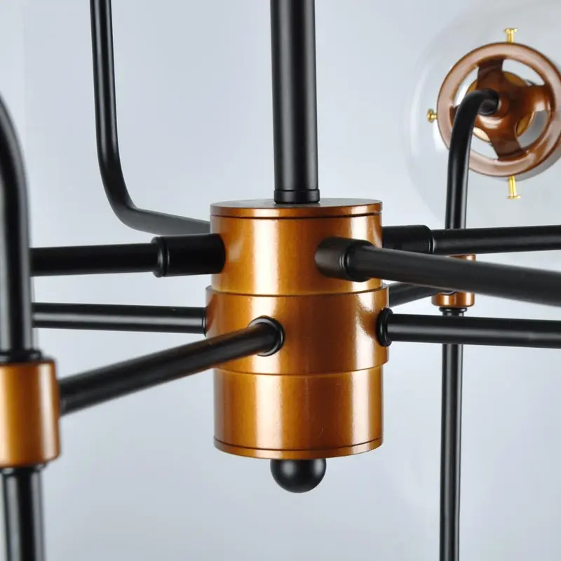 Винтажная Люстра для гостиной черная лампа Скандинавское стекло абажур