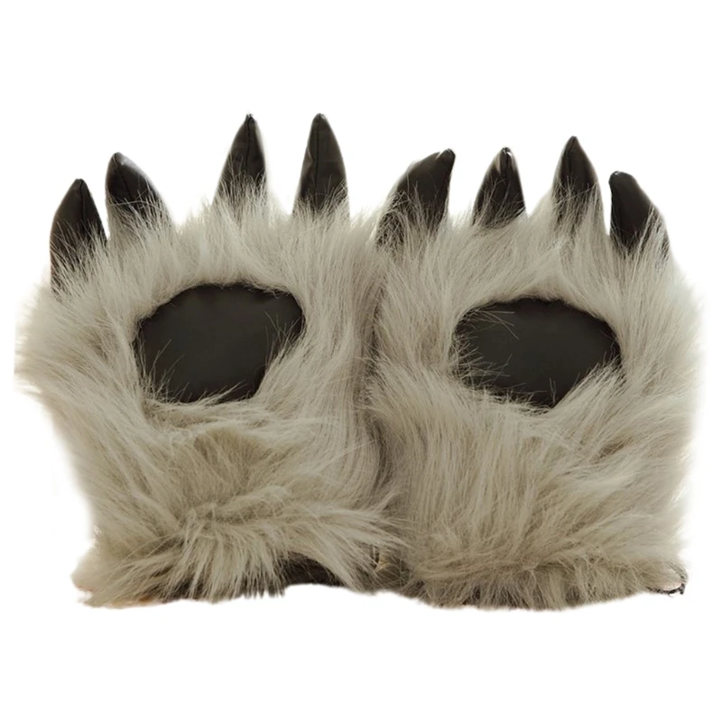 

Faux Fur Bear Wolf Werewolf Paw Gloves Funny Winter Furry Animal Claw Mitts Halloween Christmas Cosplay Costume Party Favors for