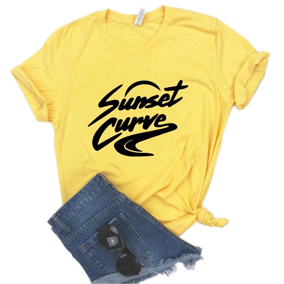

Sunset Curve Print Women tshirt Cotton Casual Funny t shirt Gift Lady Yong Girl Top Tee A-1228