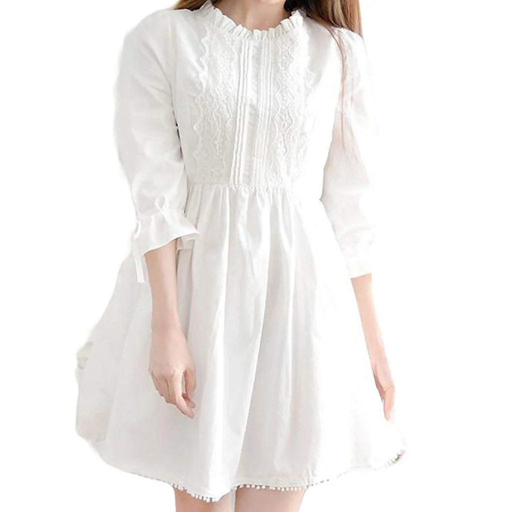 

Kawaii Dresses White Comfortable Dress Lovely Sweet Girl Japanese Style Lace Dress Skirt Summer Clothes For Elegant Ladies