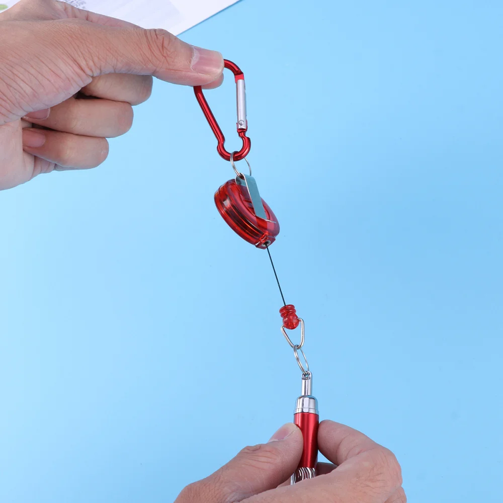 

3-in-1 Handy Retractable Badge Reel Pen & Belt Clip Keychain & Carabiner - 5 pcs/set (Blue+Red+Purple+Green+Black)