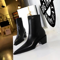 womens boots winter chain ankle boots for women 2021 square toe chunky heel ladies leather chelsea boots autumn shoes female 40