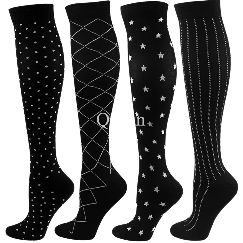 

Men Women Compression Socks Cycling Socks 20-30 Mmhg Black Compression Sport Socks For Medical,Edema,Diabetes,Varicose Veins