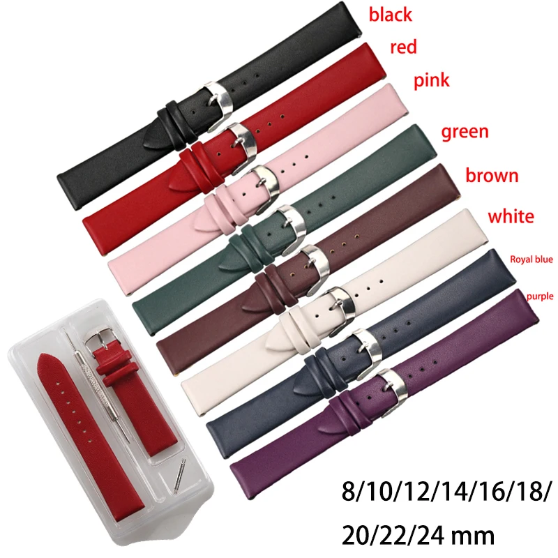 High Quality Genuine Leather Watch Strap 8mm 10mm 12mm 14mm 16mm 18mm 20mm 22mm 24mm Band Watchbands for DW Huawei Drop Shipping