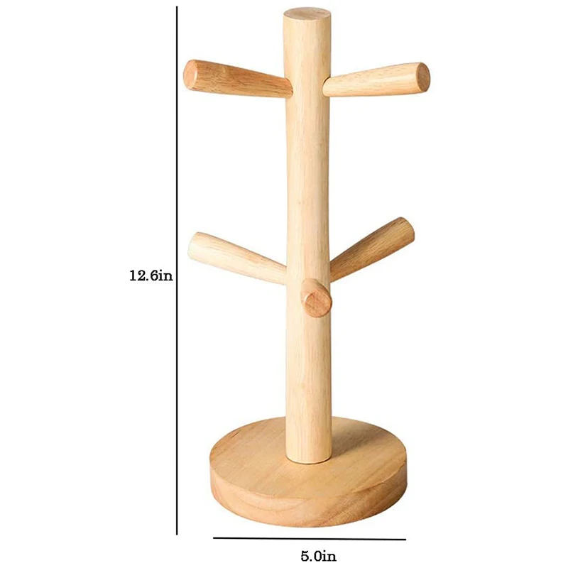 Деревянный держатель для кружки с 6 крючками стойка кружек подставка витрины