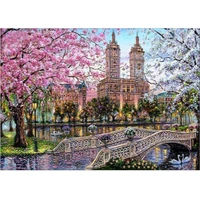 diy 5d diamond painting full round drill cherry blossom castle diy embroidery cross stitch picture home decor