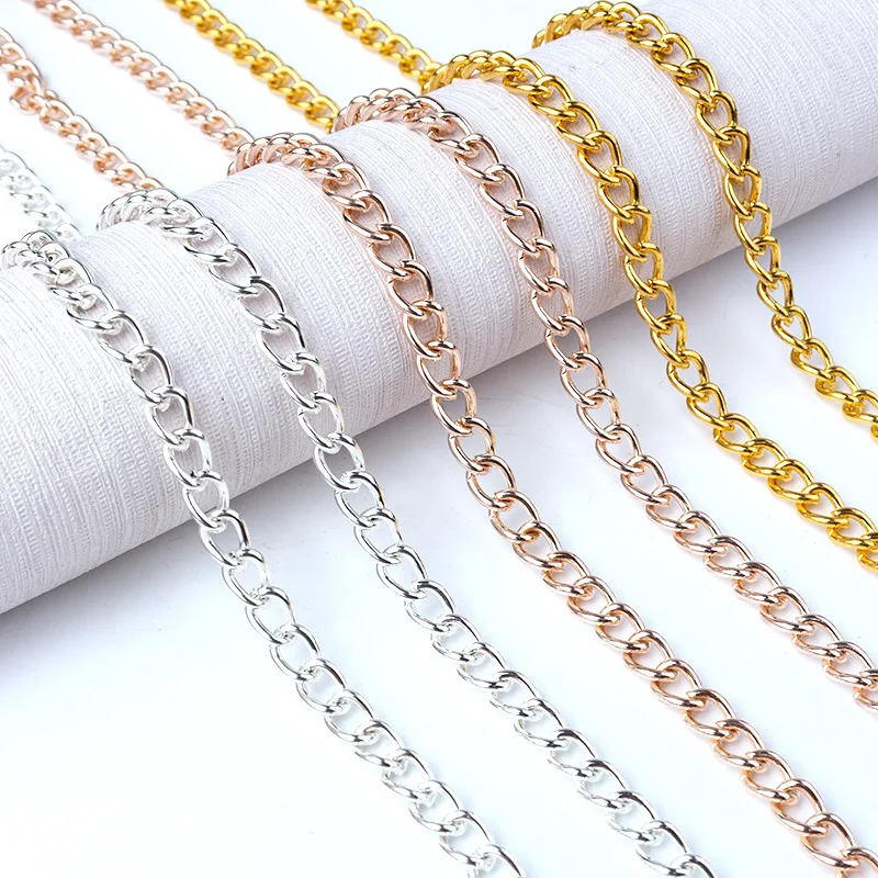 

5m DIY Iron Twisted chains Wholesale Sliver Rose Gold Plated Color Chains Accessories Bags Pendants Necklace Chains Manual Gift