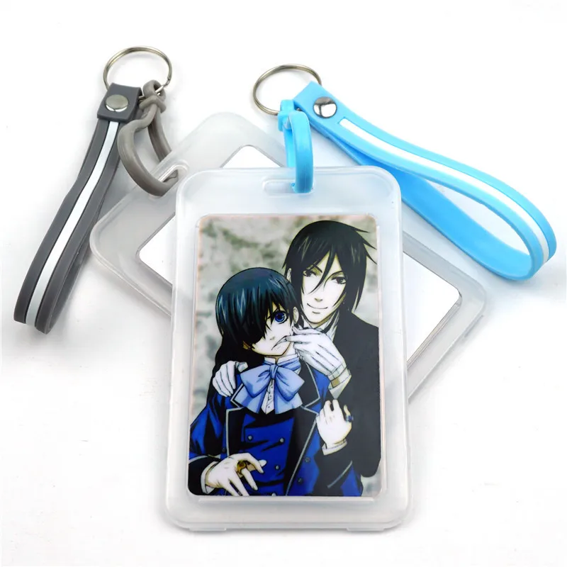 

Anime Black Butler Kuroshitsuji Card Cover Key Chain Card Bag Bank Credit Card Holder Plastic Student ID Bus Card Sleeve Protect