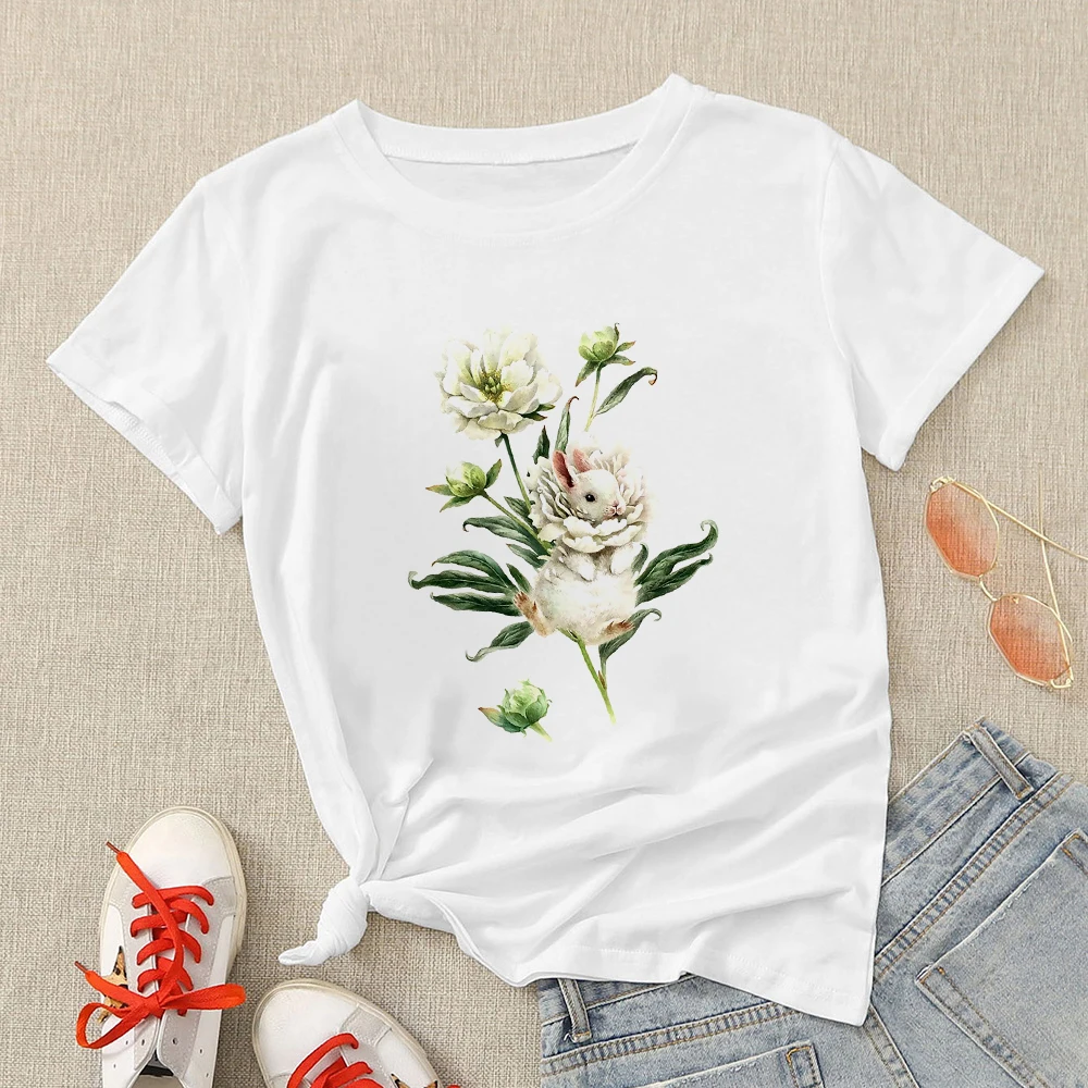Футболка с дизайном Flower Bunny милая японская одежда футболки в стиле каваи женская