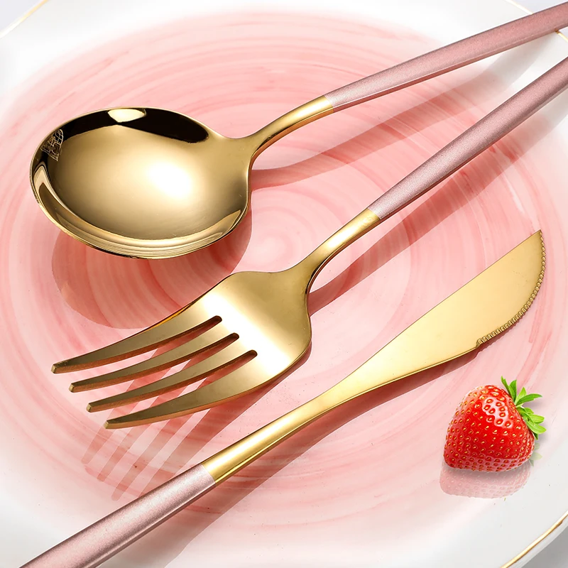 

4Pcs/set 18/10 Stainless Steel Dinnerware Silverware Flatware Set Dinner Knife Fork Spoon Cutlery Set