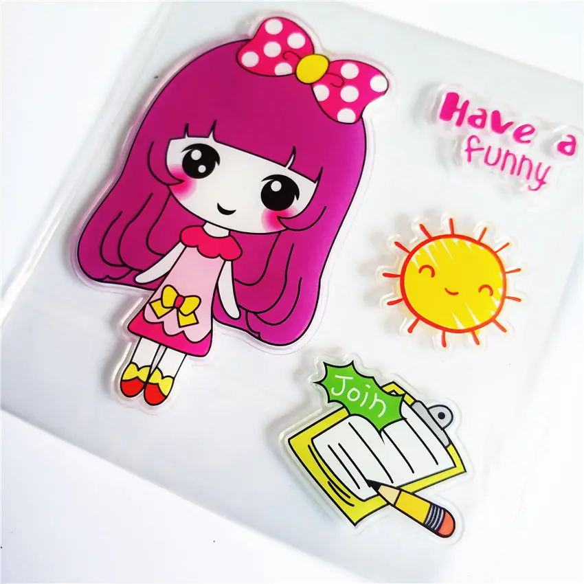 10.5x11cm Bow-tie girl Transparent Clear Stamps / Silicone Seals Roller Stamp for DIY scrapbooking photo album/Card Making | Дом и сад