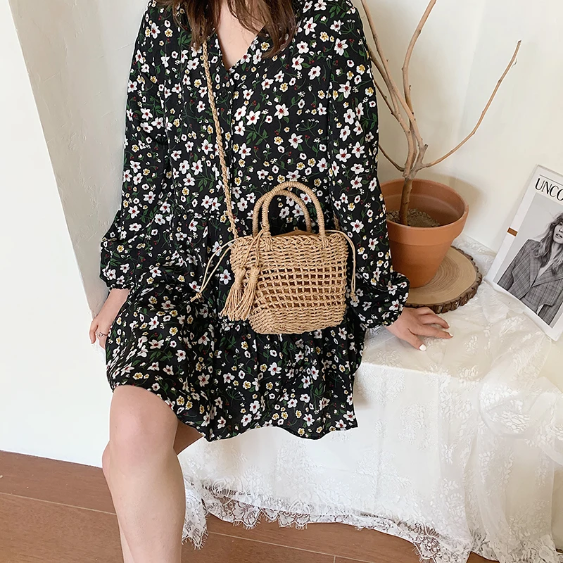 

Casual Concise Straw Shoulder Bags for Women 2021 Weaving Large Capacity Fashion Casual Ladies Handbag Sac A Main