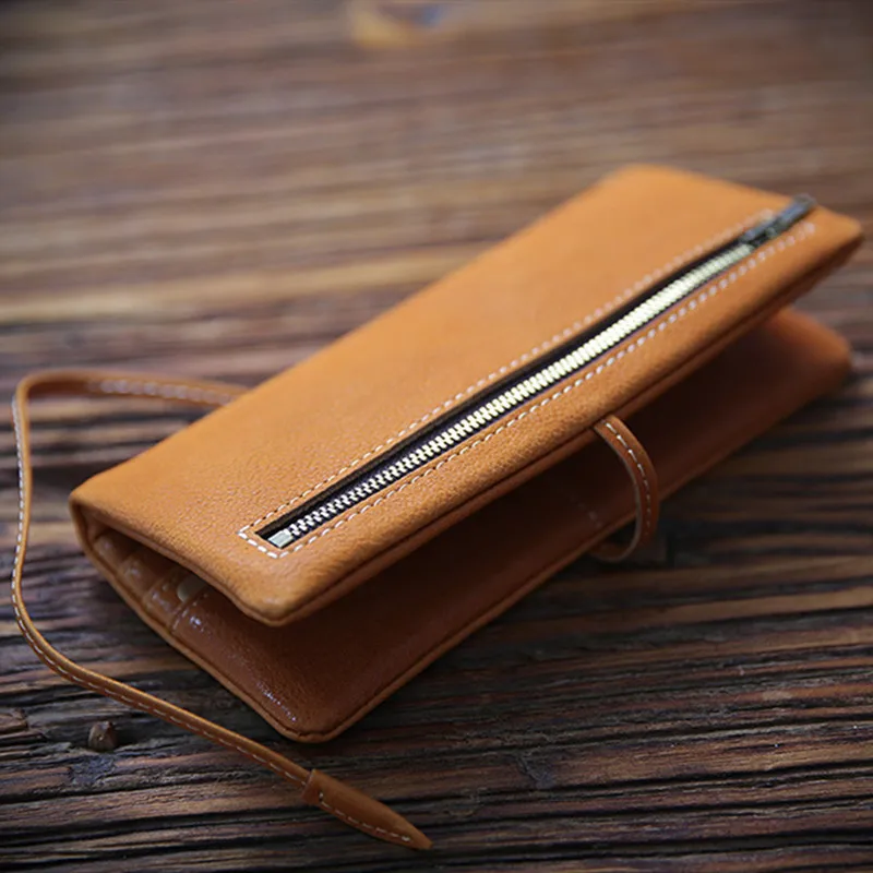 LEACOOL мужской кошелек из натуральной воловьей кожи длинный Стильный винтажный