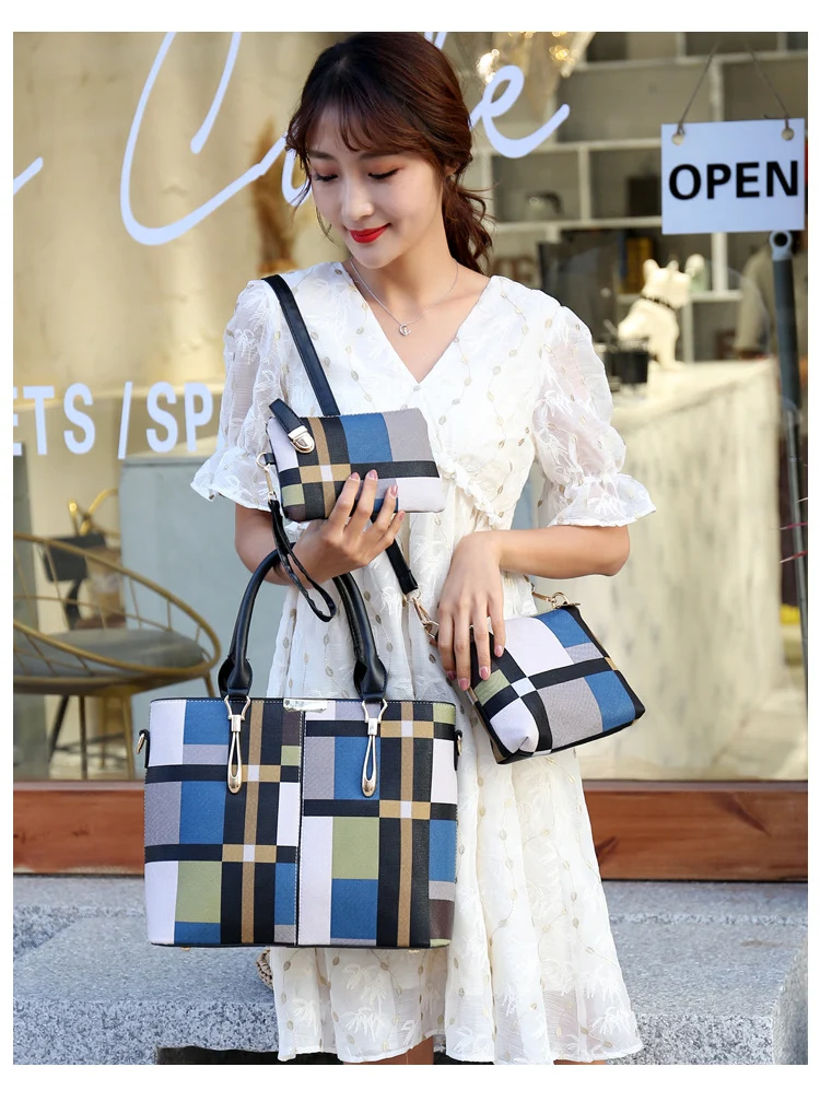 SMOOZA Luxury Handbags 2021 Plaid Women's Bags Designer Tassel Purses And Shoulder Bag Set 4 PCS/Set Female Bolsa Feminina | Багаж и