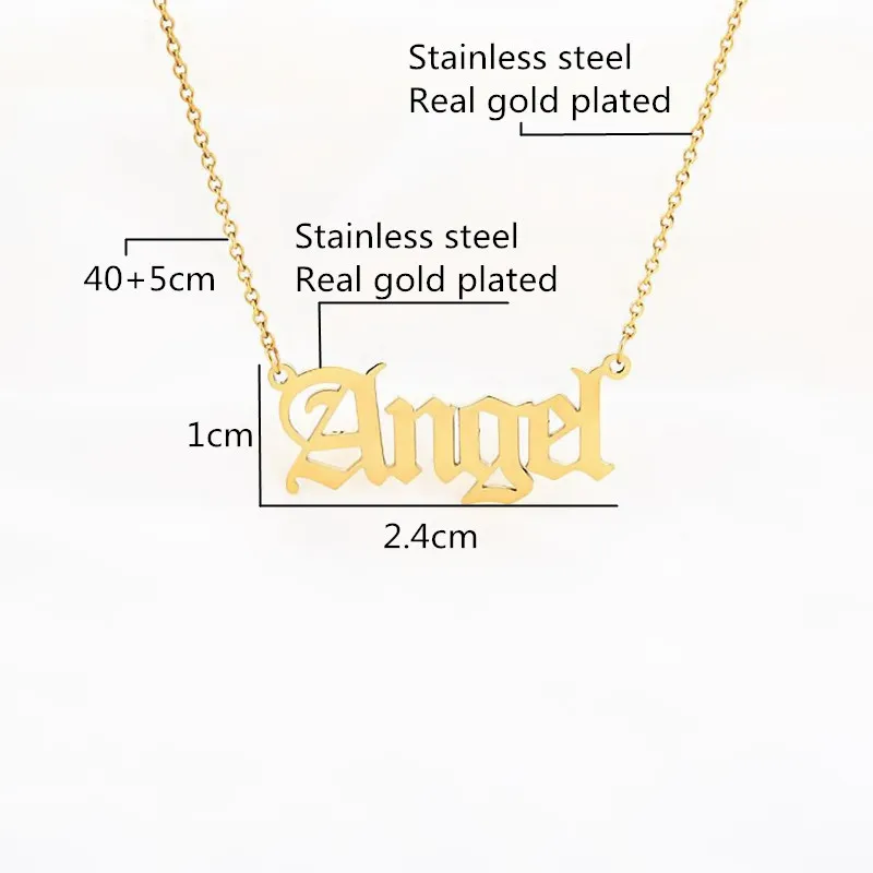 Женское Ожерелье из нержавеющей стали Script Name Angel Золотое массивное ожерелье в