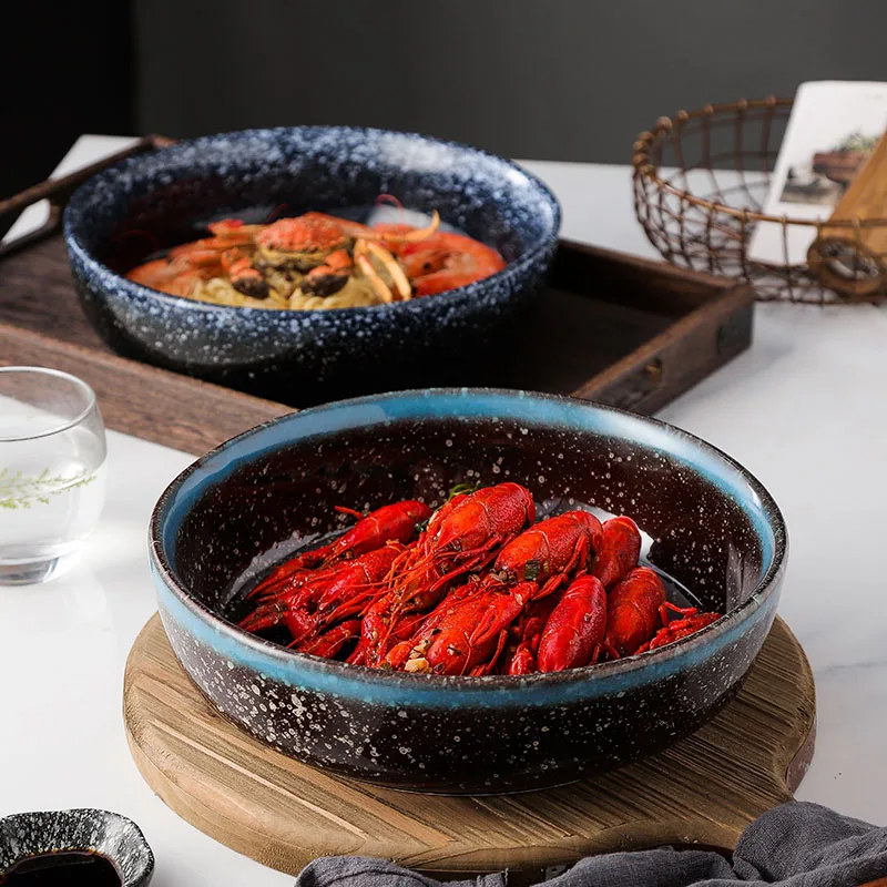 

Salad bowl, deep mouth bowl, crayfish incense pot soup pot, large ceramic household bowl, soup bowl