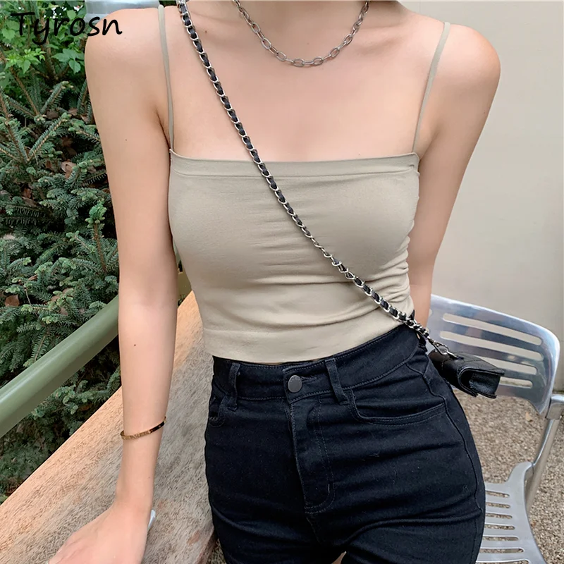

Women Camis Cropped Solid Straps Sexy Skinny Hot Cozy Western Style All-match Y2K Vintage Breathable Tank Tops Mujer Stretchy