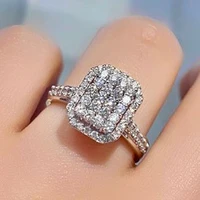 huitan gorgeous low key engagement wedding rings for women full brilliant cz delicate female finger ring party fashion jewelry