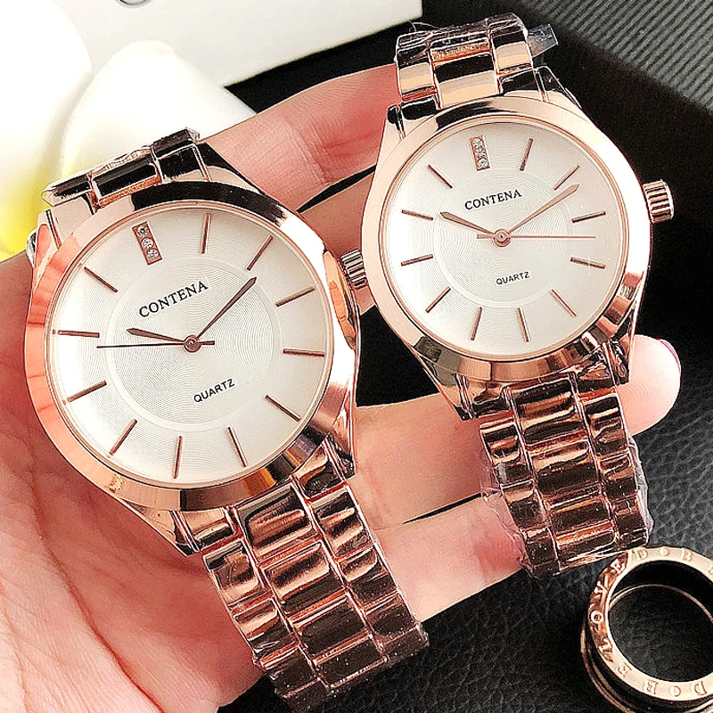 Contena Пара часы для мужчин и женщин модные роскошные дизайнерские брендовые с