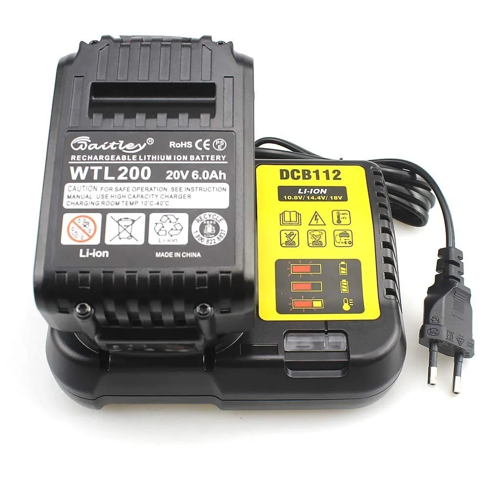 waitley dcb112 li ion battery charger replacement for dewalt 10 8v 14 4v 18v eu plug jul14 c free global shipping