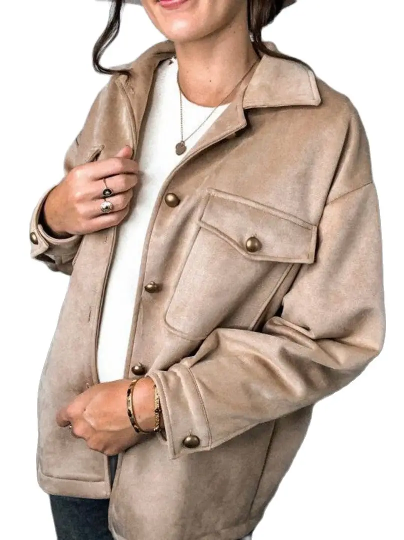 

2021 Winter Coats Women Short Jackets Casual New Single Breasted Outerwear Deerskin Velvet Lamb Wool Thicken Cotton Tops Women