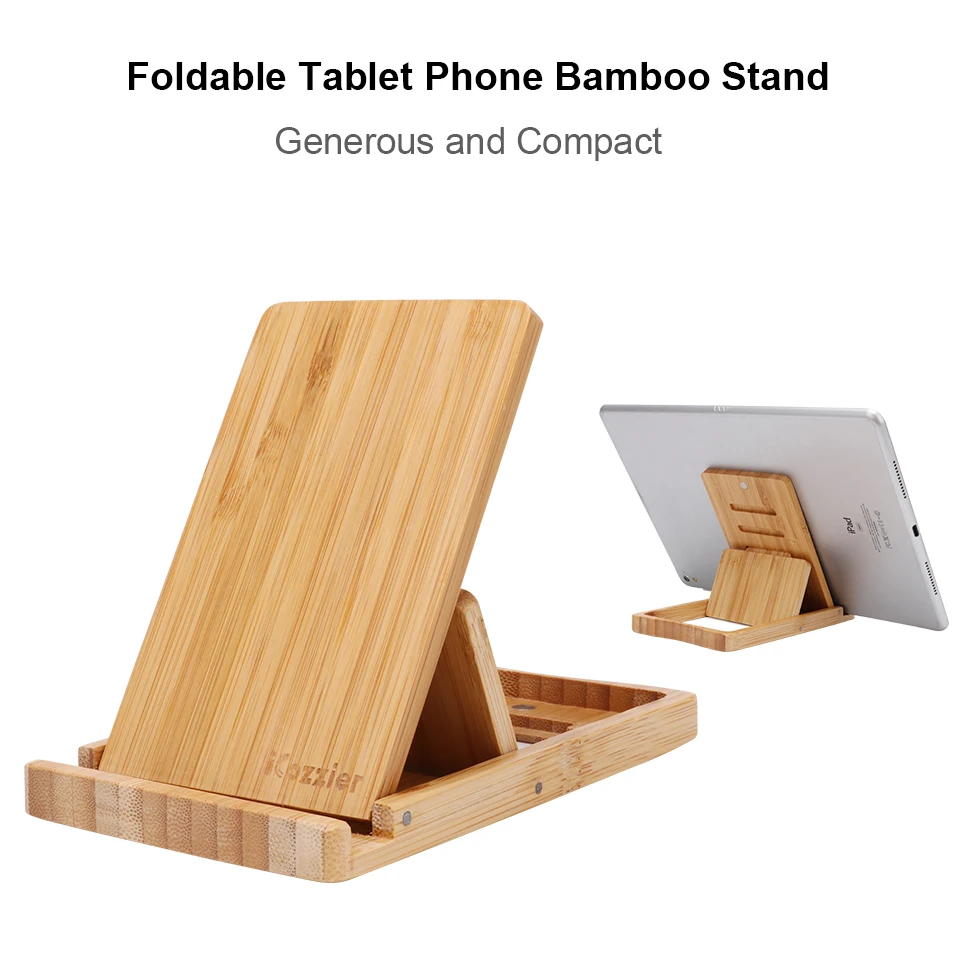 

iCozzier Bamboo Adjustable Tablet Phone Stand Multi-angle Foldable Holder for iPad/iPhone X 8 7 Plus/Sony/HTC,Etc