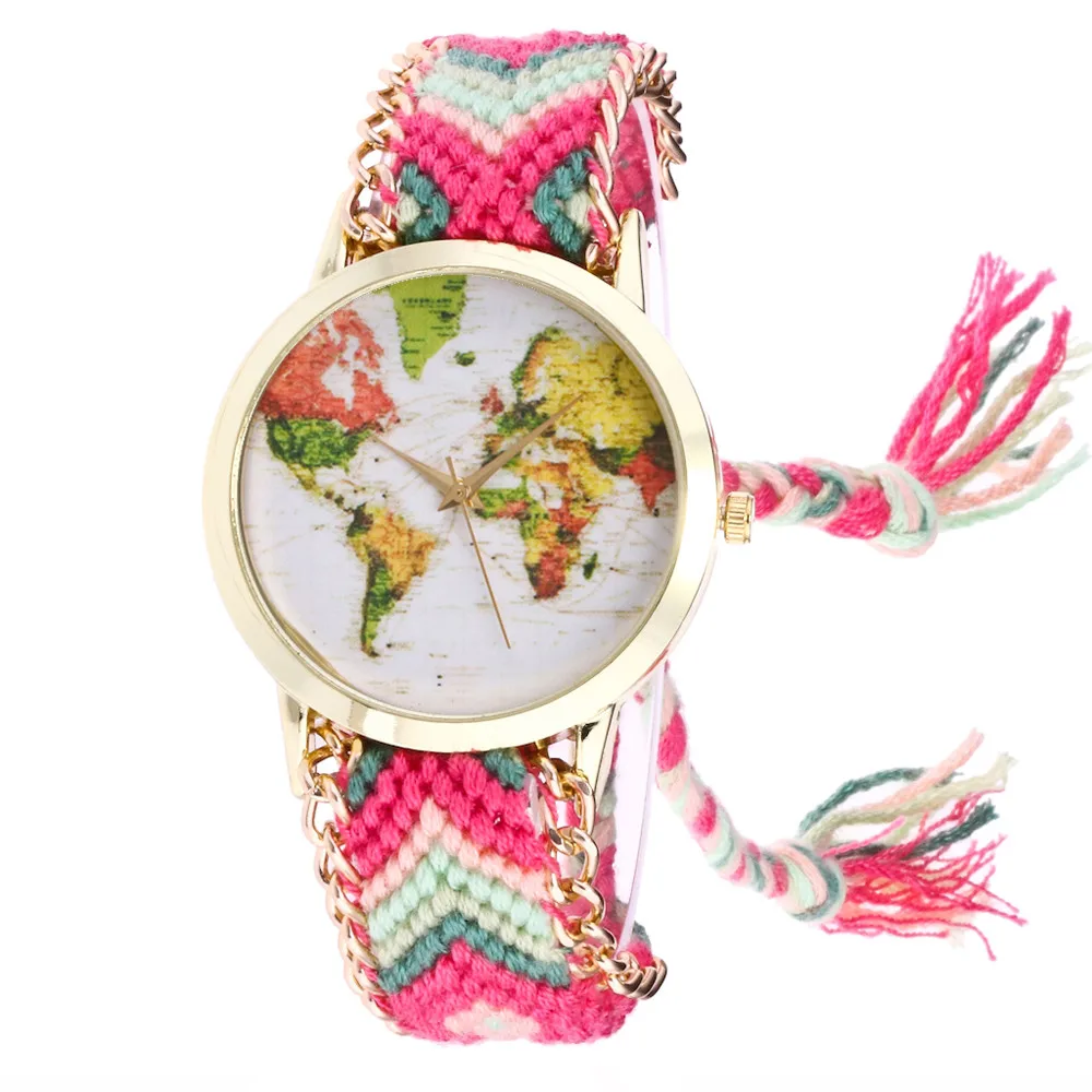 Женские вязанные плетеные веревочные часы браслет Простые Модные кварцевые с