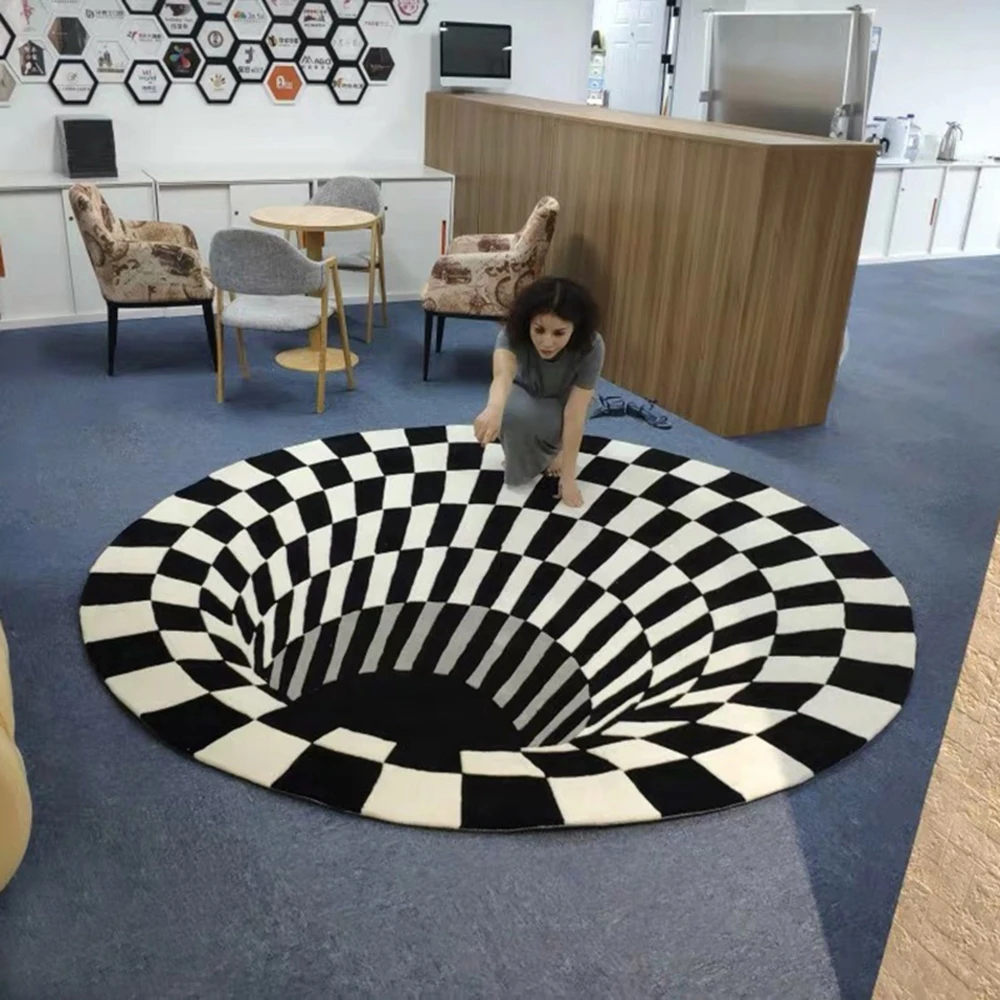 3d трехмерные Коврики для пола домашний скандинавский ковер в черно-белую клетку