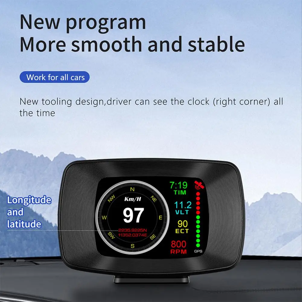 

Head Up Display Auto Display OBD2+GPS Smart Car HUD Gauge Digital Odometer Security Alarm Water&Oil Temp Digital Guage